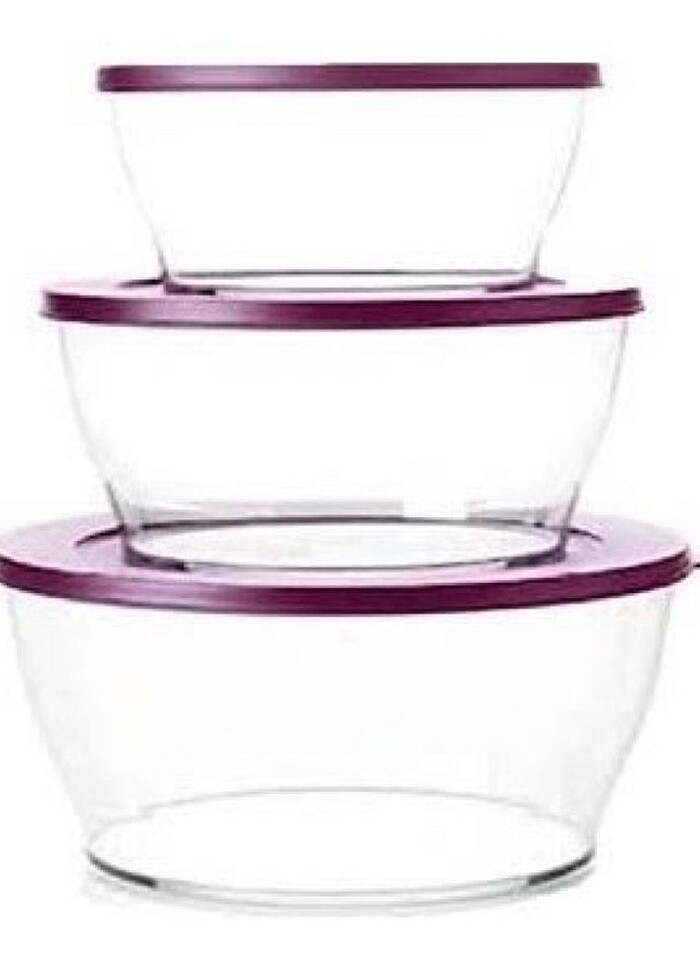 Tupperware Royal 3'lü Set Mürdüm Kapak - Görsel 2