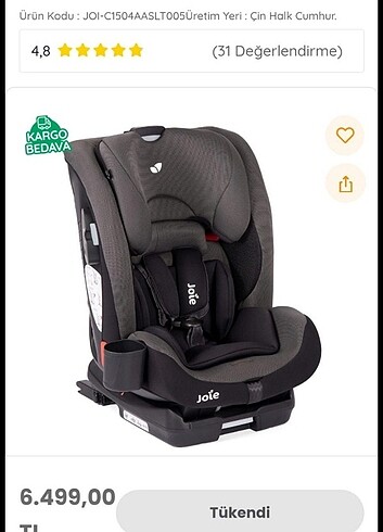 JOIE BOLD ISOFİXLİ OTO KOLTUĞU (9-36 KG) 