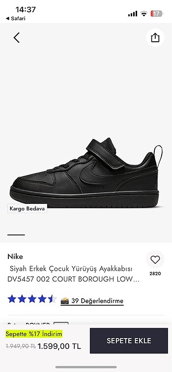 27 Beden Nike Court Low Spor Ayakkabı