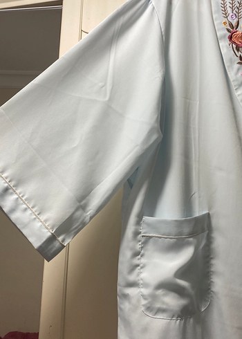 Nakışlı Mavi Bohem uzun  Kadın Sabahlık - Görsel 2