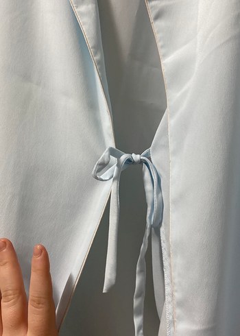 Nakışlı Mavi Bohem uzun  Kadın Sabahlık - Görsel 3