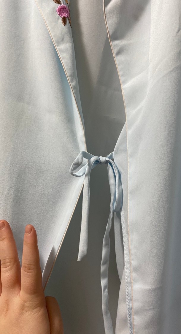 Nakışlı Mavi Bohem uzun  Kadın Sabahlık - Görsel 3