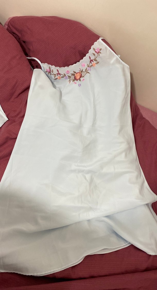 Nakışlı Beyaz Midi Kadın Pijama Takımı - Görsel 3