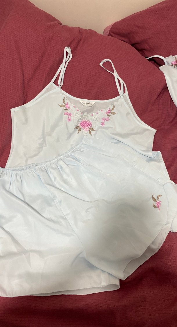 Nakışlı Beyaz Midi Kadın Pijama Takımı - Görsel 2