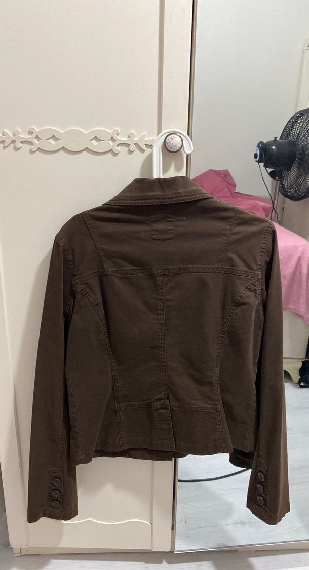 Düğmeli Kahverengi Süet Midi Kadın Ceket - Görsel 2