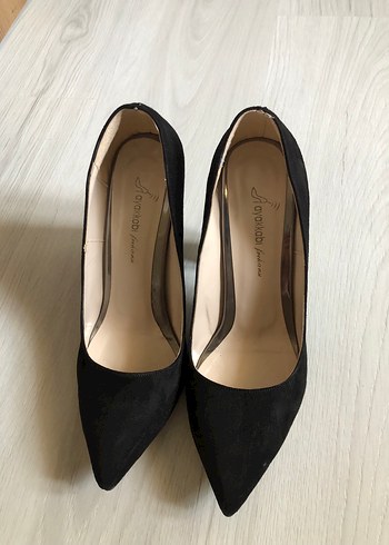39 Beden Siyah Süet Stiletto Kadın Topuklu Ayakkabı