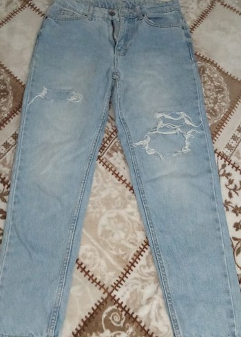 Kadın Mavi Pastel Renkli Rahat Kesim Kot Pantolon - Görsel 2