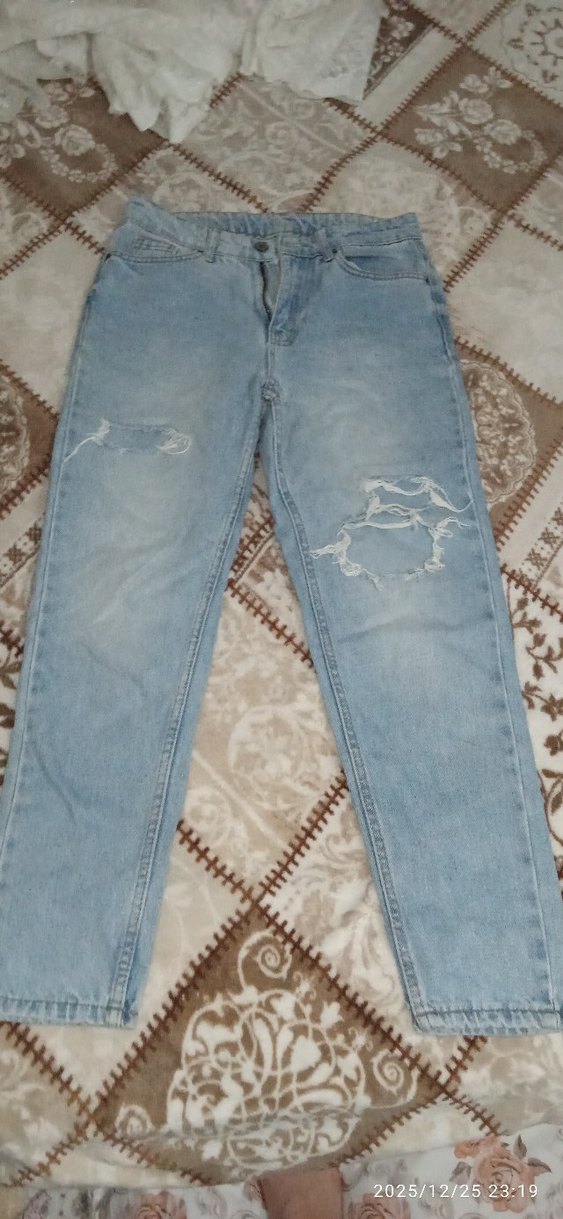 Kadın Mavi Pastel Renkli Rahat Kesim Kot Pantolon - Görsel 2