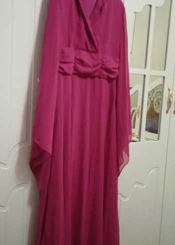 Pembe Uzun Kollu Bohem Kadın Abiye Elbise - Görsel 7