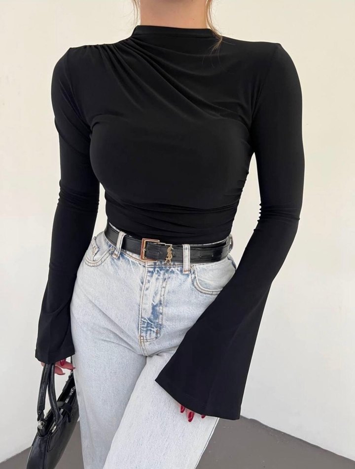 Büzgülü ispanyol kol bluz - Görsel 2