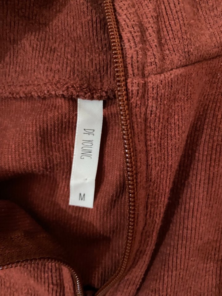 Kadın Kiremit Rengi Yarım Fermuarlı Sweatshirt - Görsel 3