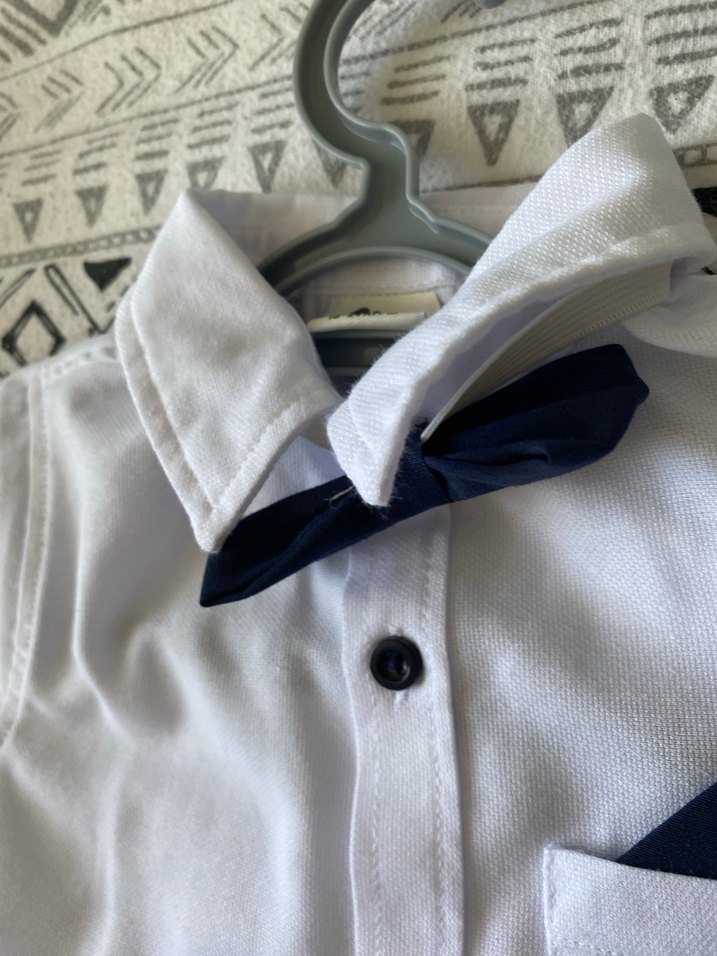 Beyaz Kısa Kollu Papyonlu Gömlek - Görsel 2