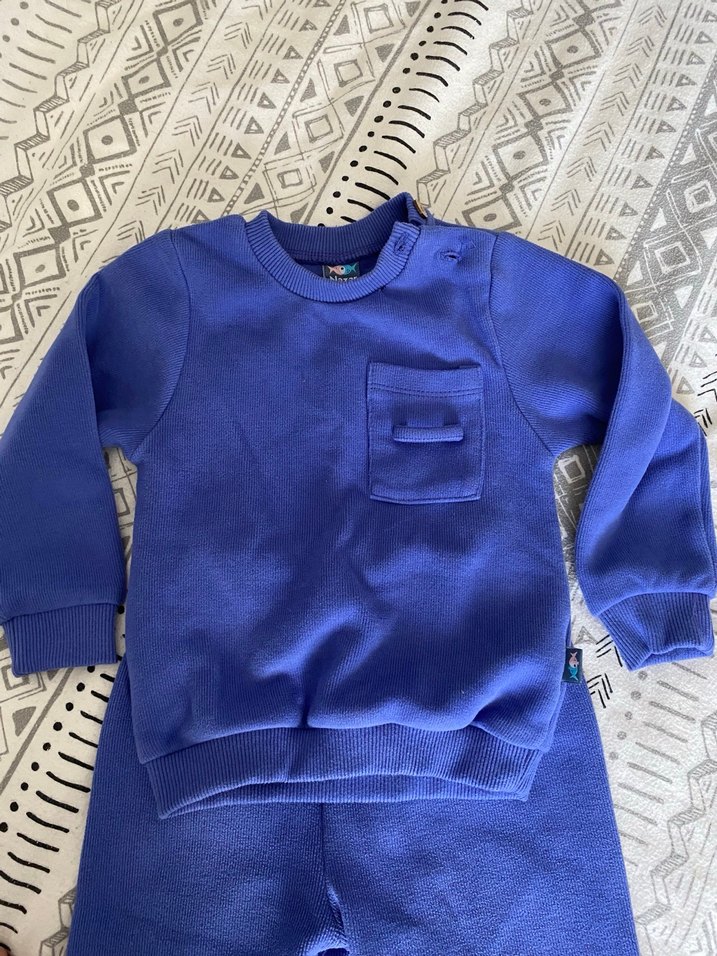 Mavi Erkek Bebek Triko Eşofman Takımı - Görsel 2