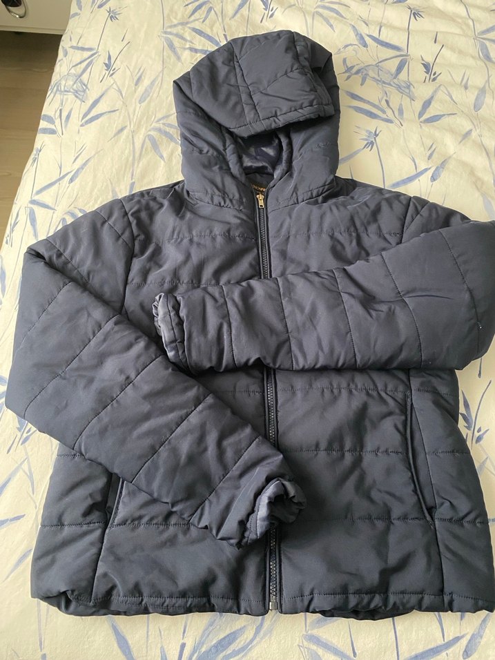 Lacivert Kapüşonlu Şişme Mont - Görsel 2