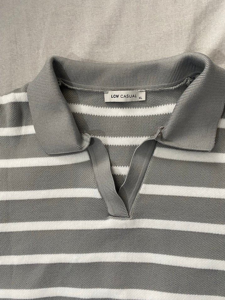 Gri Çizgili Kadın Triko Kazak - Görsel 2