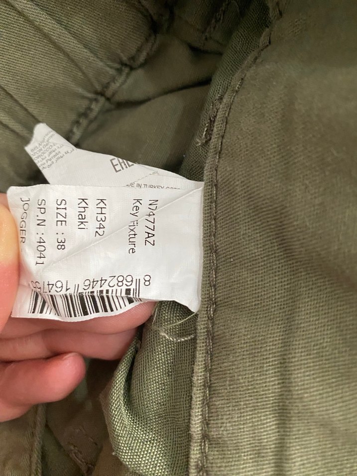 Kadın Haki Bol Kesim Kemerli Pantolon - Görsel 3