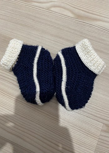 Erkek Bebek Örgü Mavi Patik - Görsel 2