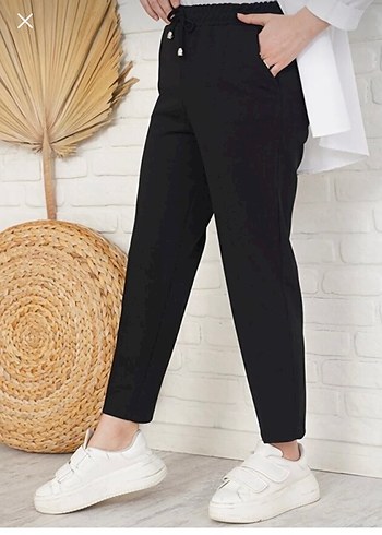 Siyah Rahat Kesim Kadın Kumaş Pantolon - Görsel 2