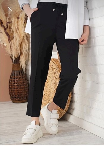 Siyah Rahat Kesim Kadın Kumaş Pantolon - Görsel 3