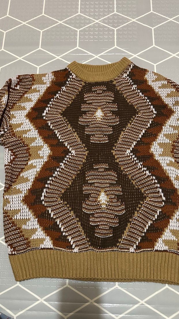 Bej Desenli Kadın Triko Kazak - Görsel 3