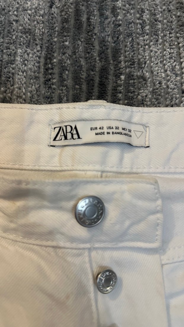 Düğmeli Beyaz erkek  Denim Pantolon - Görsel 2