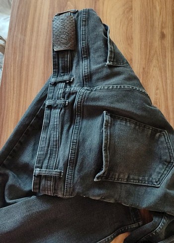36 Beden gri Renk Gri Düğmeli Kadın Midi Boy Bol Kesim Kot Pantolon