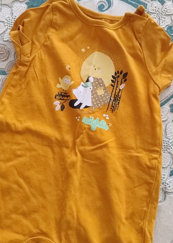 3 Ay Beden Sarı Kısa Kollu Erkek Bebek Tulum