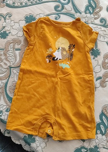 Sarı Kısa Kollu Erkek Bebek Tulum