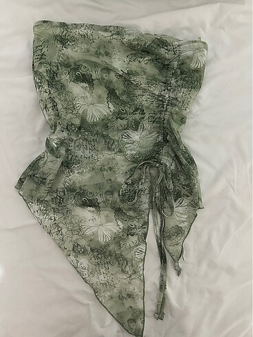 Defacto Strapless Patterned Ribbed Crop Top