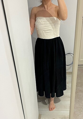 s Beden siyah Renk H&M midi straplez elbise