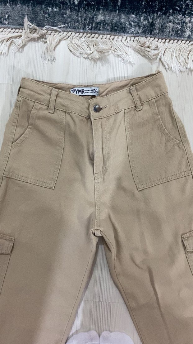 Bej Kadın Kargo Pantolon - Görsel 2