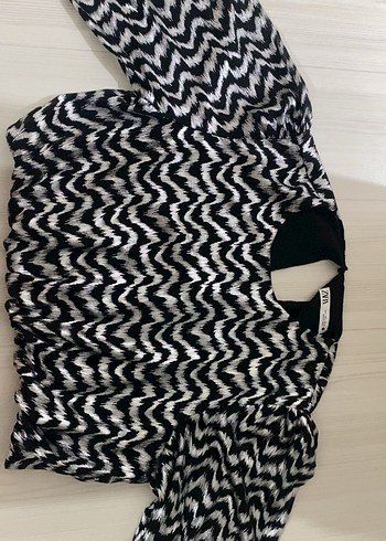 Zebra Desenli Pliseli Uzun Kollu Bluz - Görsel 4