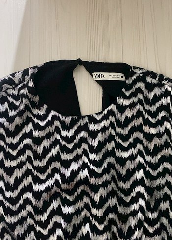 Zebra Desenli Pliseli Uzun Kollu Bluz - Görsel 6