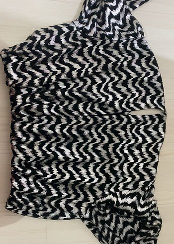 Zebra Desenli Pliseli Uzun Kollu Bluz - Görsel 3