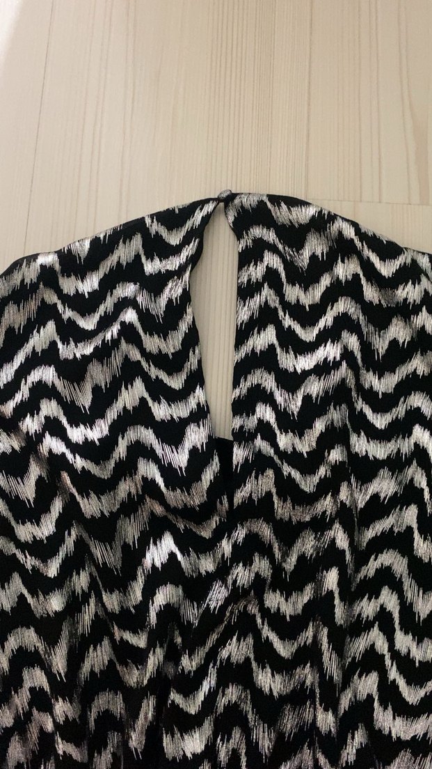 Zebra Desenli Pliseli Uzun Kollu Bluz - Görsel 2