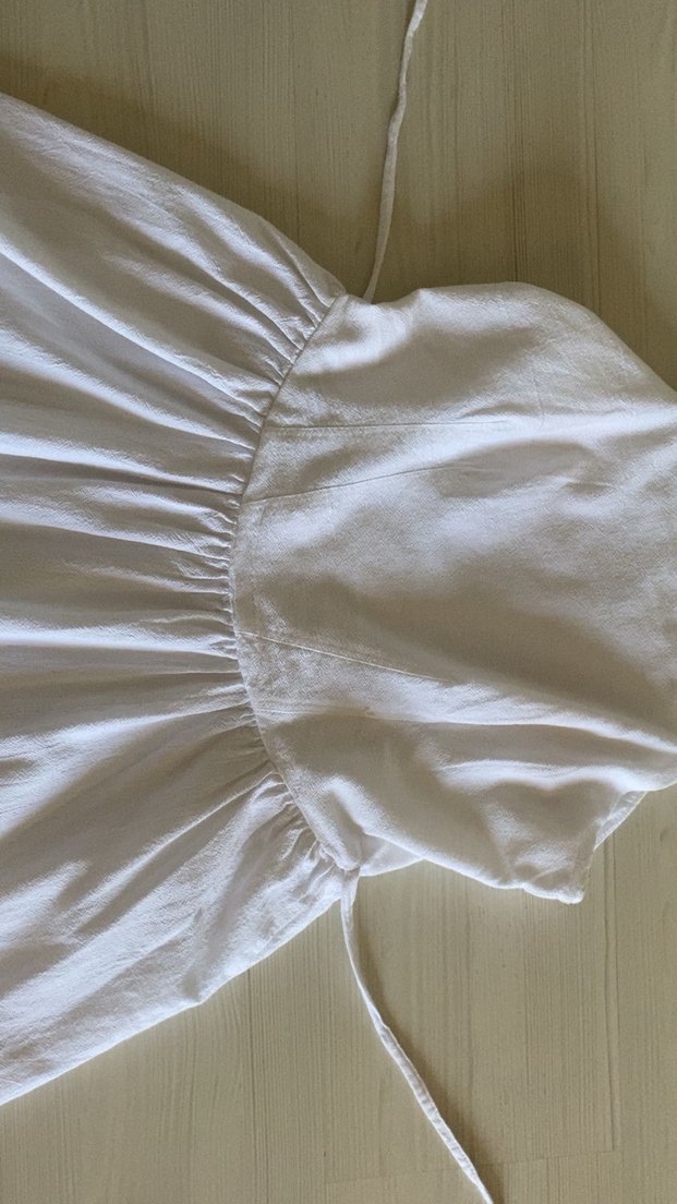 Kadın Beyaz Keten Askılı Elbise - Görsel 3