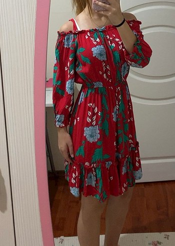 Renkli Uzun Kollu Bohem Elbise - Görsel 4