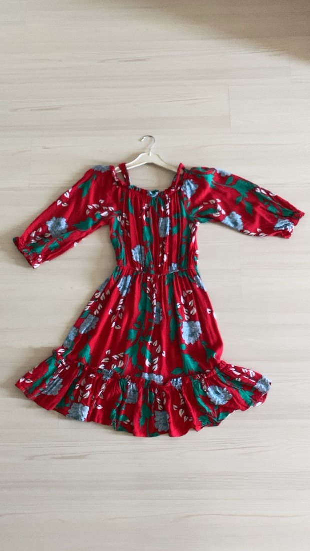 Renkli Uzun Kollu Bohem Elbise - Görsel 2