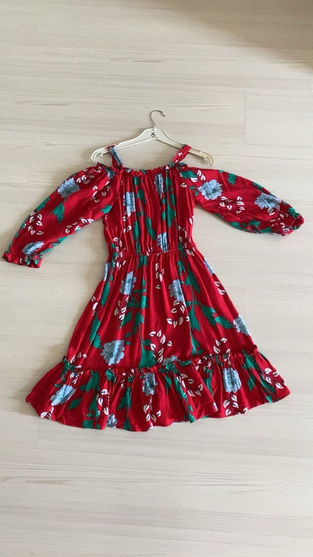 Renkli Uzun Kollu Bohem Elbise - Görsel 3