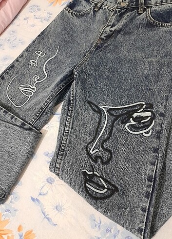 m Beden Desenli Jean