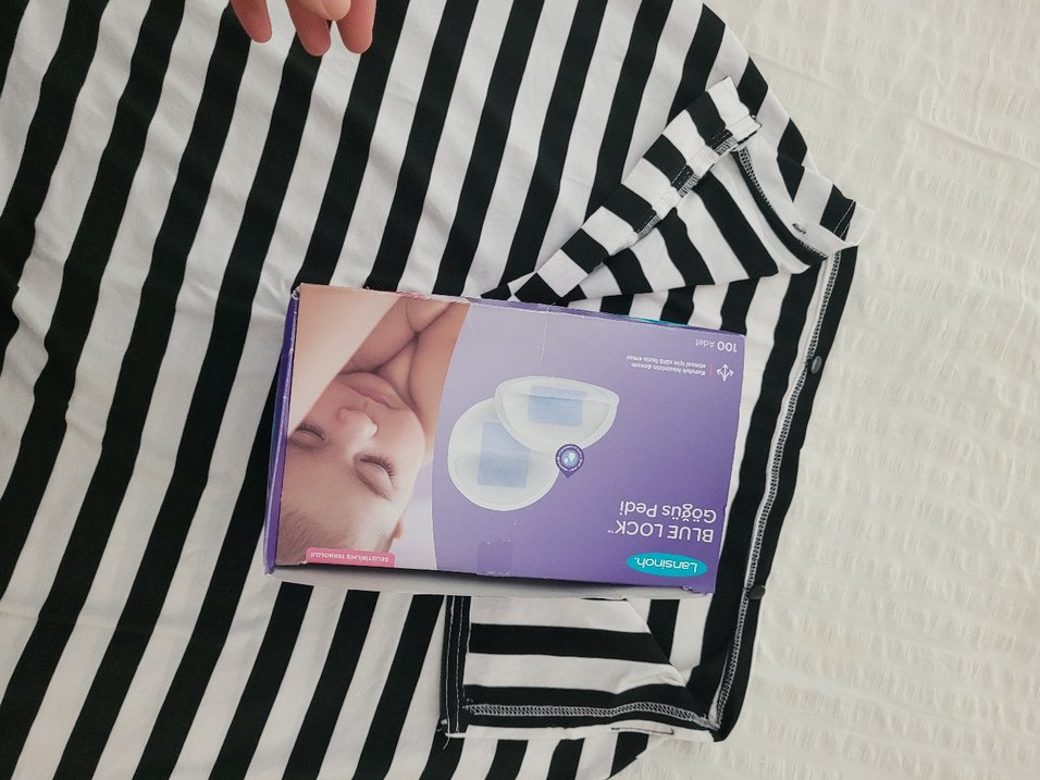 Beyaz Siyah Çizgili emzirme ve puset örtüsü - Görsel 5