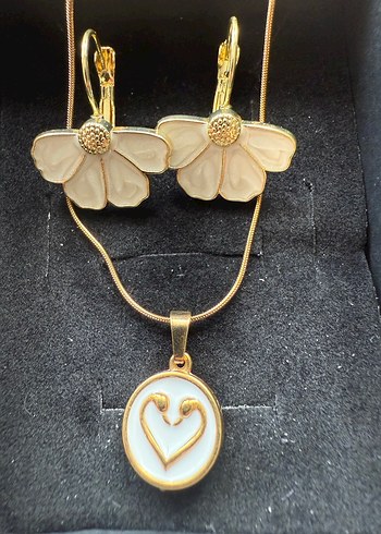 Vintage Altın Renkli Çiçekli Bohem Takı Seti - Görsel 6