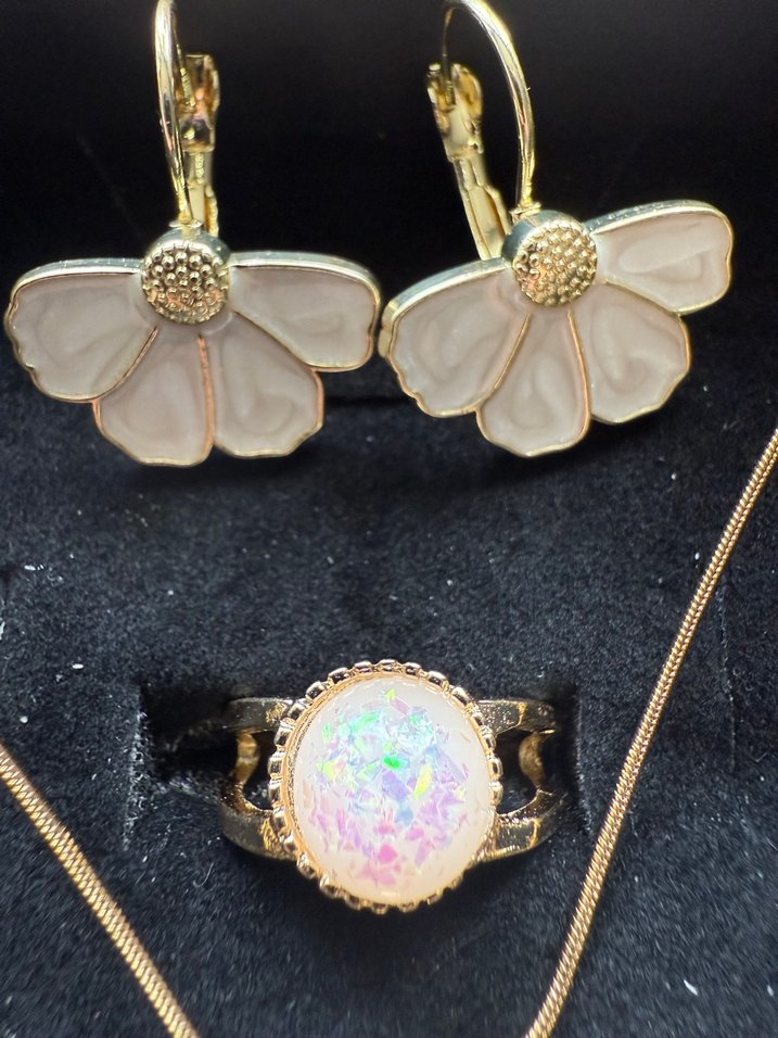 Vintage Altın Renkli Çiçekli Bohem Takı Seti - Görsel 3