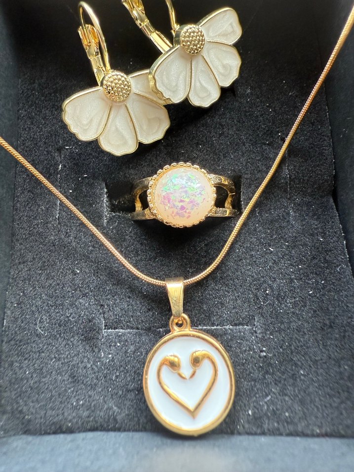 Vintage Altın Renkli Çiçekli Bohem Takı Seti - Görsel 2