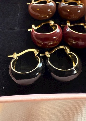 Kadın Mini Parlak Kahverengi Halka Küpeler - Görsel 2