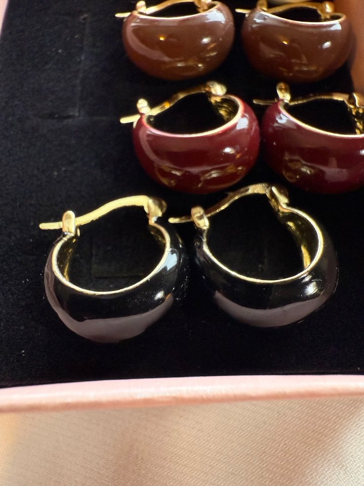 Kadın Mini Parlak Kahverengi Halka Küpeler - Görsel 2