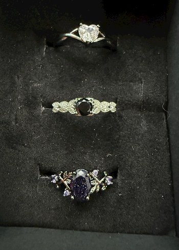 Mor Çiçekli Gotik Kadın Yüzük Seti - Görsel 16