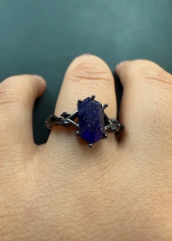 Mor Çiçekli Gotik Kadın Yüzük Seti - Görsel 11