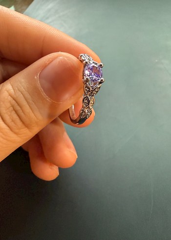 Mor Çiçekli Gotik Kadın Yüzük Seti - Görsel 6