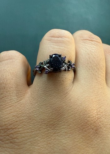 Mor Çiçekli Gotik Kadın Yüzük Seti - Görsel 15